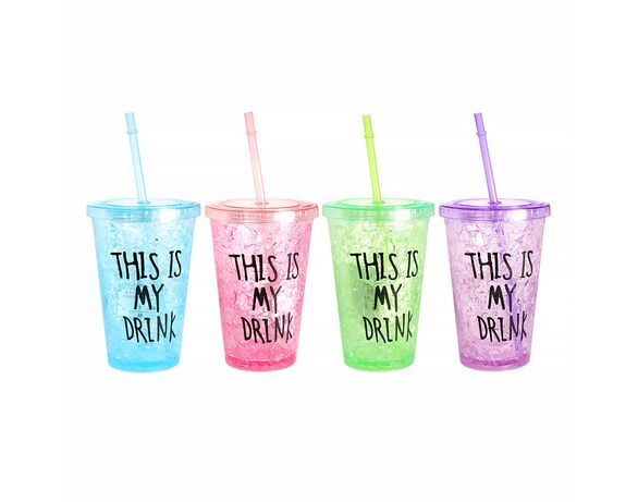 Стакан пластиковий з кришкою і трубочкою This is my drink Аврора картинка 5 недорого