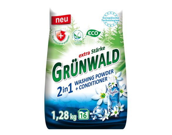 Порошок пральний безфосфатний універсальний Grunwald 2в1 1,28 кг Аврора каталог