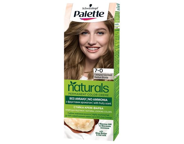 Крем-фарба для волосся стійка Palette Naturals Середньо-русявий 7-0 в інтернет-магазині Аврора