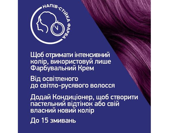 Крем-фарба для волосся напівстійка LIVE Фіолетовий панк 094 Аврора картинка 4 дешево