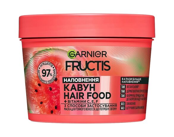 Маска для тонкого волосся Fructis Hair Food Соковитий кавун 400 мл Аврора фото