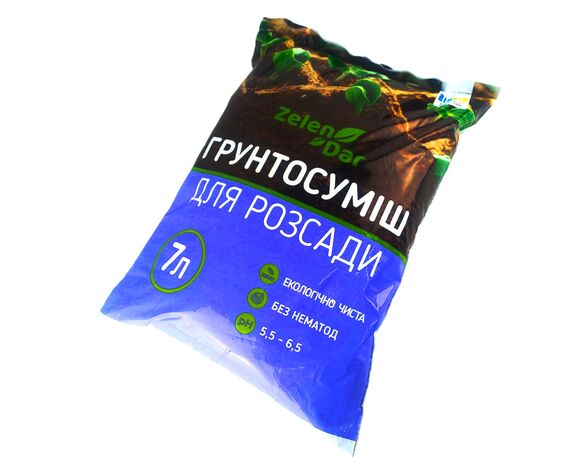 Грунтосуміш торф'яна ЗеленДар для розсади 7л Аврора фото
