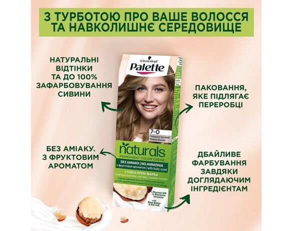 Крем-фарба для волосся стійка Palette Naturals Світло-русявий 8-0 картинка 2 в Аврорі