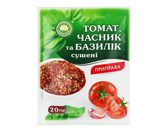 Приправа Ласочка Томат, часник та базилік сушені 20 г Аврора ціна