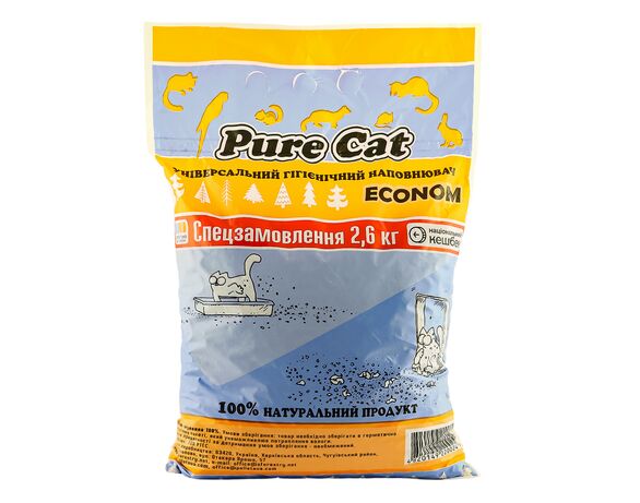 Наповнювач для туалету домашніх тварин деревинний Pure Cat Econom 2,6 кг Аврора відгуки