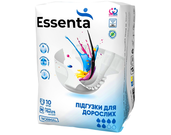 Підгузки для дорослих Essenta Normal М 75-125 см,10шт/уп Аврора картинка 2 недорого