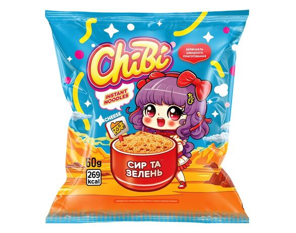 Вермішель швидкого приготування негостра ChiBi смак сиру та зелені 60 г Аврора з доставкою