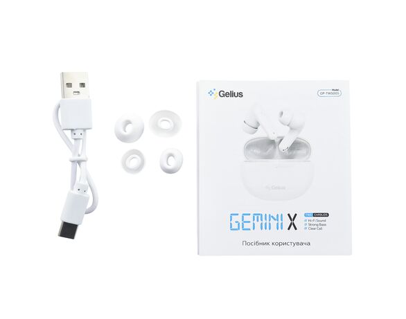 Навушники вакуумні бездротові з гарнітурою Gelius Gemini X TWS005 білі картинка 7 в інтернет-магазині Аврора