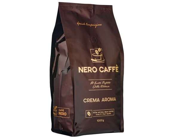 Кава натуральна смажена в зернах NERO CAFFE CREMA AROMA 1000 г Аврора картинка 2 каталог