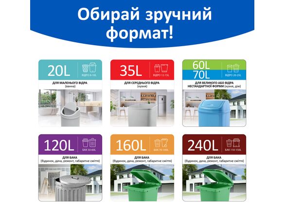 Пакети для сміття Фрекен Бок Cталева міць 160 л 10 штук Аврора картинка 4 купити