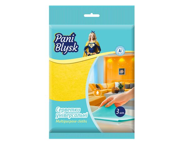 Набір серветок віскозних універсальних Pani Blysk 3 шт/уп Аврора купити