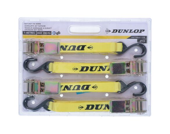 Набір ременів стяжних з храповим механізмом DUNLOP 350 кг 5 м 4 шт Аврора з доставкою