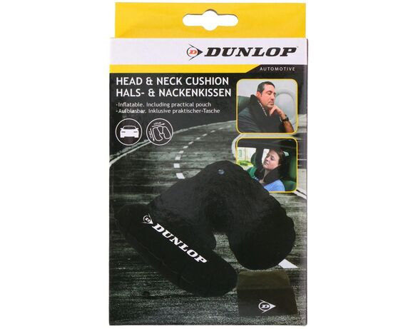 Подушка дорожня надувна м'яка DUNLOP чорна Аврора картинка 3 відгуки