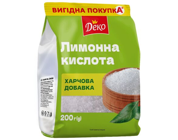 Кислота лимонна харчова Деко 200 г в інтернет-магазині Аврора