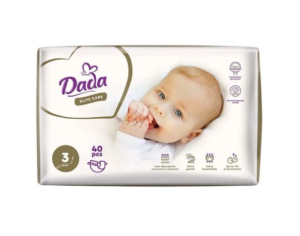 Підгузки дитячі Dada Elite Care Midi 3" 4-9 кг, 40 шт/уп. Аврора вартість