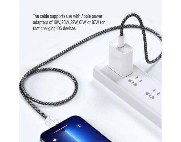 Кабель Type-C-Lightning ColorWay CBPDCL068 чорний 2 м Аврора картинка 6 відгуки