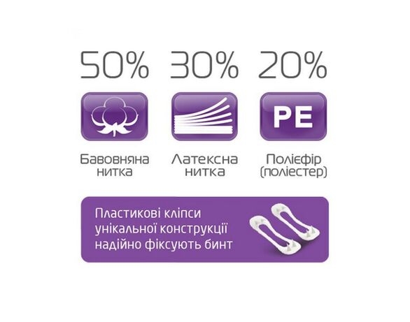 Бинт еластичний 2В середня розтяжність 1 м х 8 см Аврора картинка 2 купити