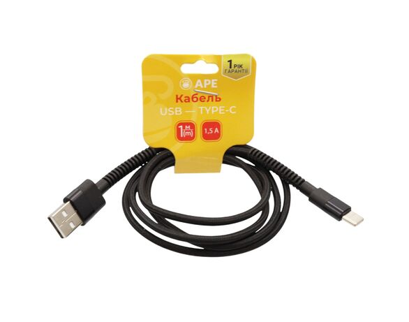 Кабель USB-Type-С APE з текстильним покриттям Аврора каталог