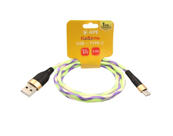 Кабель USB-Type-С APE різнокольоровий Аврора каталог