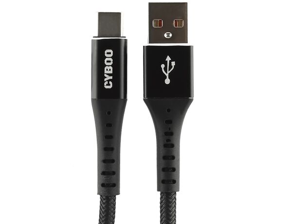 Кабель USB-Type-C Cyboo текстильне покриття білий/чорний Аврора картинка 3 відгуки