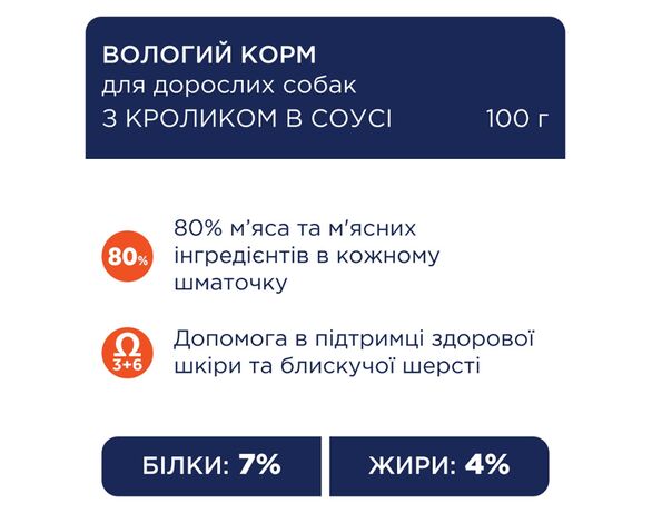 Корм для дорослих собак С4Р Premium З кроликом в соусі, пауч 100 г Аврора картинка 2 дешево