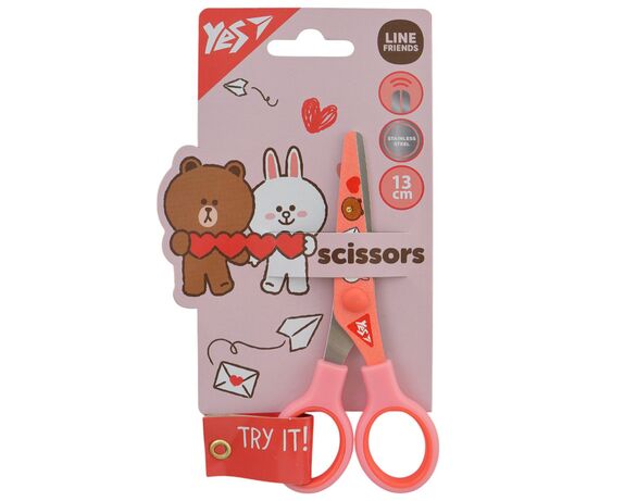 Ножиці канцелярські дитячі YES Line Friends з принтом 13 см Аврора каталог