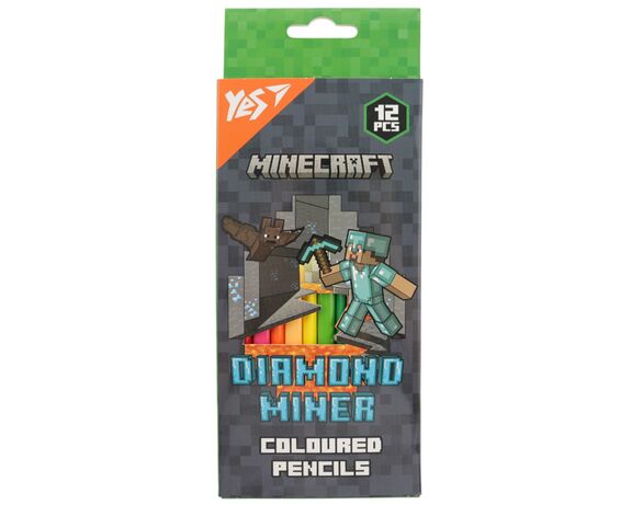 Набір олівців кольорових YES Minecraft Diamond Miner 12 шт/уп Аврора вартість