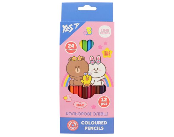 Набір олівців кольорових YES Line Friends 12 шт/уп Аврора з доставкою