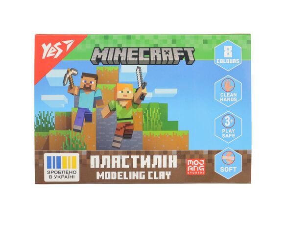 Пластилін для ліплення дитячий YES Minecraft 8 кольорів 160 г Аврора вартість