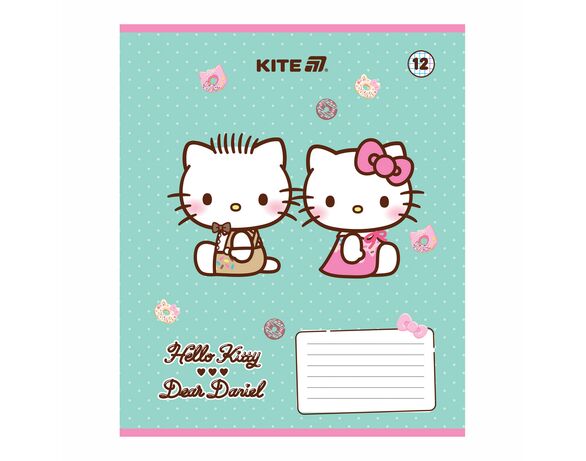 Зошит шкільний клітинка KITE серія Hello Kitty 12 аркушів Аврора картинка 2 дешево