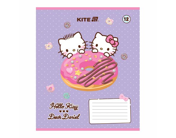 Зошит шкільний клітинка KITE серія Hello Kitty 12 аркушів Аврора картинка 3 з доставкою