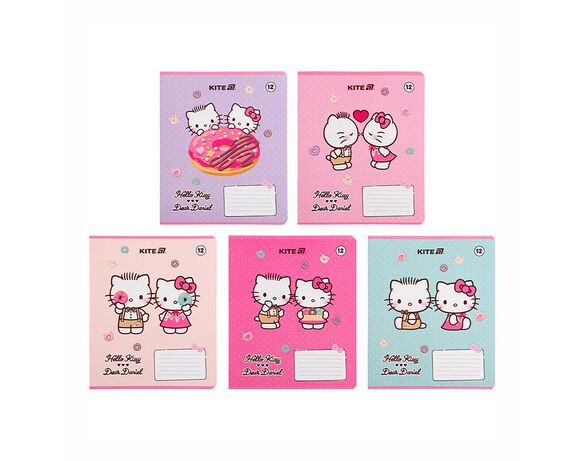 Зошит шкільний клітинка KITE серія Hello Kitty 12 аркушів Аврора картинка 5 ціна