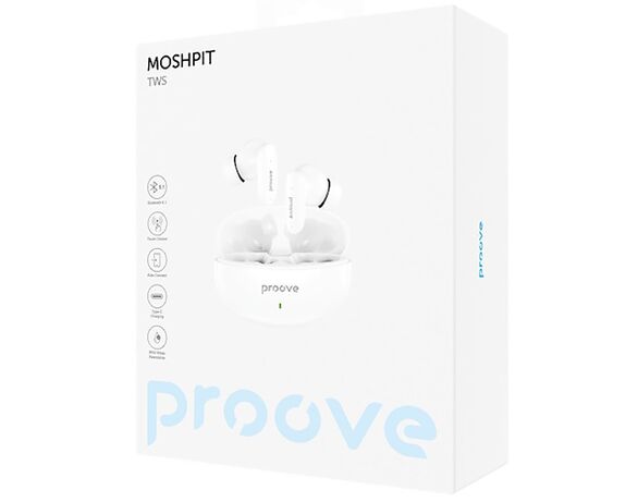 Навушники вакуумні бездротові з гарнітурою Proove MoshPit 2 TWS білі Аврора картинка 9 купити