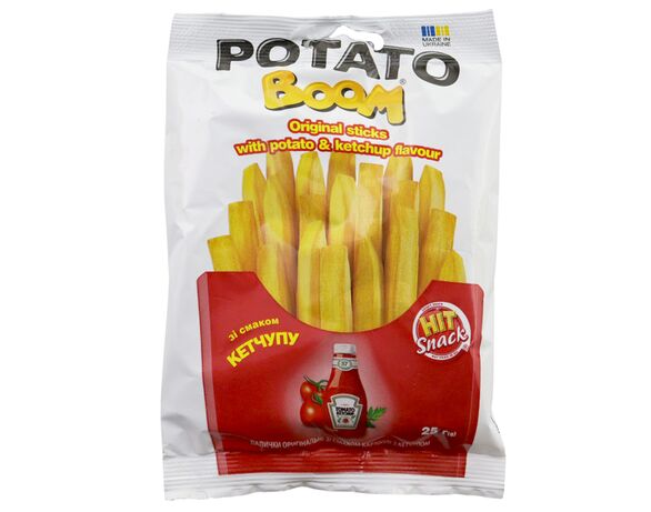 Палички оригінальні HIT Snack Boom зі смаком картоплі з кетчупом 25 г Аврора вартість
