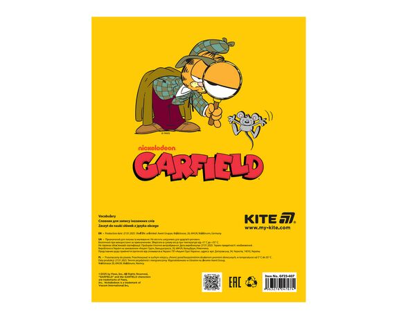 Словник для іноземної мови KITE серія Garfield 60 аркушів Аврора картинка 2 ціна