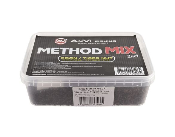 Набір для риболовлі AnVi Fishing Method Mix 2в1 Кукурудза, тигровий горіх 400 г + 40 мл Аврора каталог