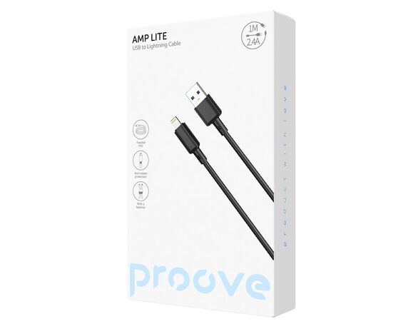 Кабель USB-Lightning Proove AMP LITE чорний 1 м в Аврорі