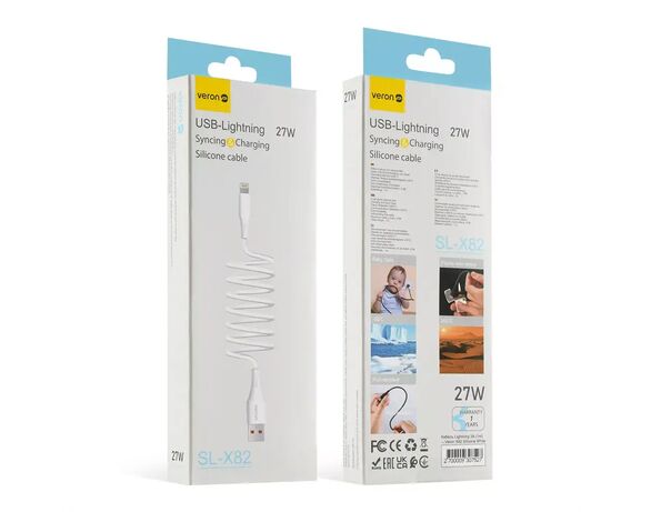Кабель USB-Lightning Veron SL-X82 білий 1 м Аврора картинка 3 вартість