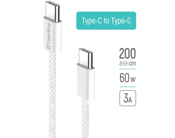 Кабель Type-C-Type-C ColorWay CW-CBPDCC068-GR сірий 2 м Аврора картинка 4 купити