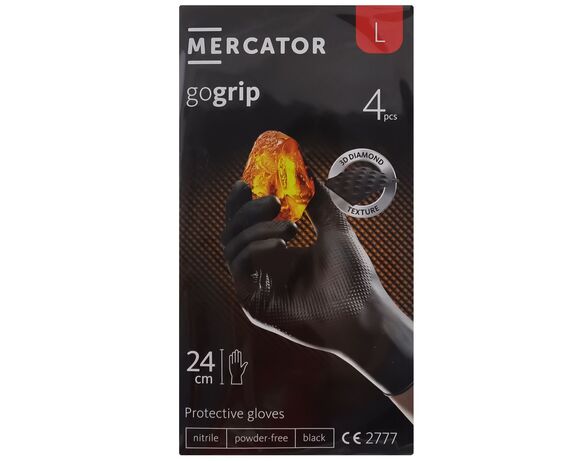 Набір рукавичок нітрилові MERCATOR GoGrip чорні р.L 4 шт/уп Аврора каталог