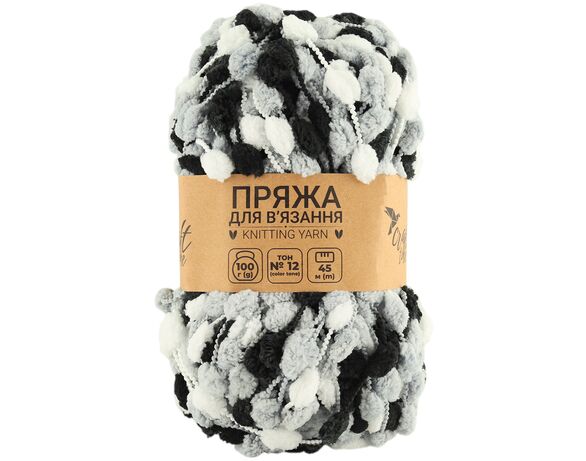 Пряжа для в'язання з помпонами Craft time 100 г, 45 м тон №12 Аврора з доставкою