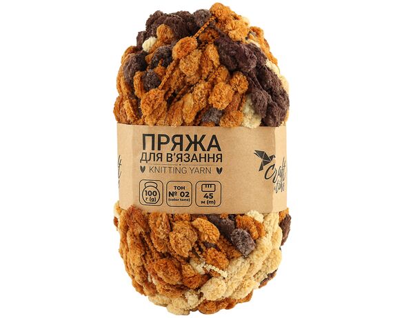 Пряжа для в'язання з помпонами Craft time 100 г, 45 м тон №02 Аврора недорого