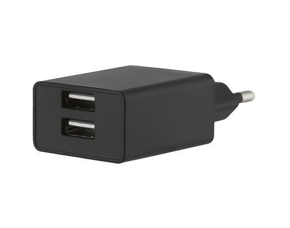 Адаптер для зарядки мережевий Grand-X CH-15В 2USB чорний Аврора картинка 3 відгуки