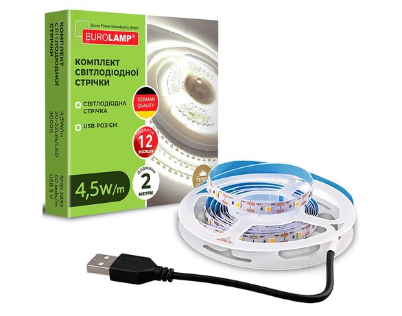 Стрічка LED USB EUROLAMP біле світло 4,5Вт/м 4000K 2м Аврора відгуки