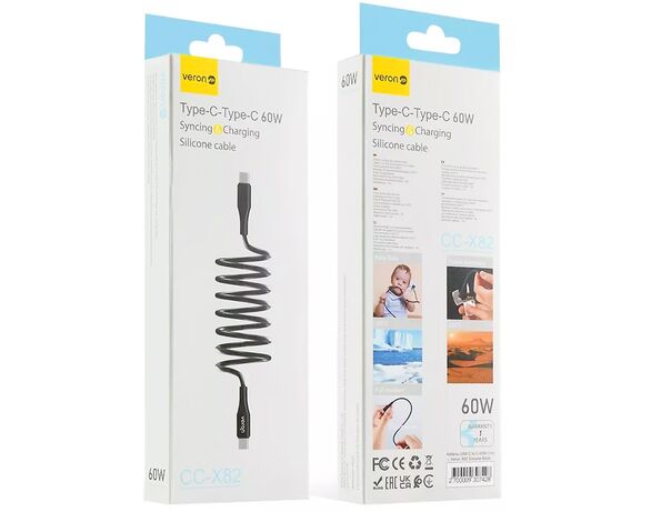 Кабель USB-Type-C Veron SC-X82 чорний 1 м в Аврорі