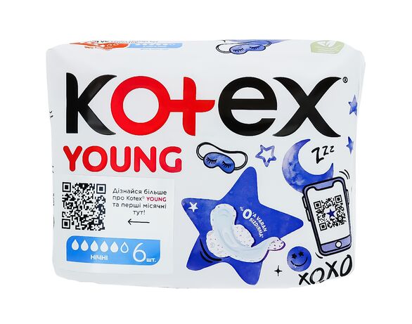 Прокладки гігієнічні Kotex Young Нічні 6 шт/пач Аврора фото