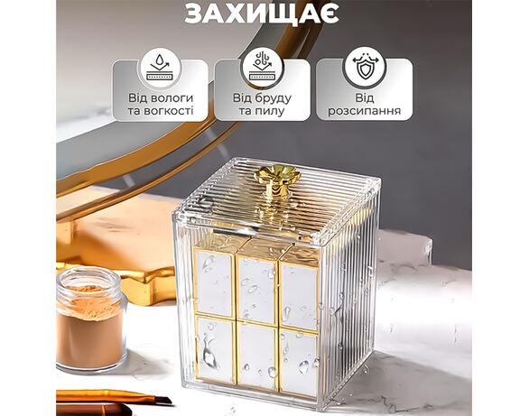 Органайзер для дрібниць міні пластиковий з кришкою 8х8х11 см Аврора картинка 4 вартість