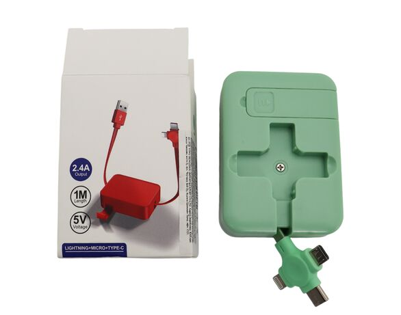 Кабель USB для зарядки 3в1 висувний кольоровий Аврора картинка 2 вартість