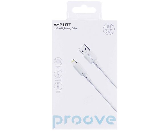 Кабель USB-Lightning Proove AMP LITE білий 1 м Аврора ціна
