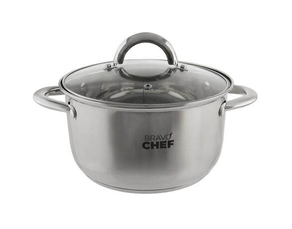 Каструля нержавіюча з кришкою BRAVO CHEF d=20 см 3,6 л Аврора дешево